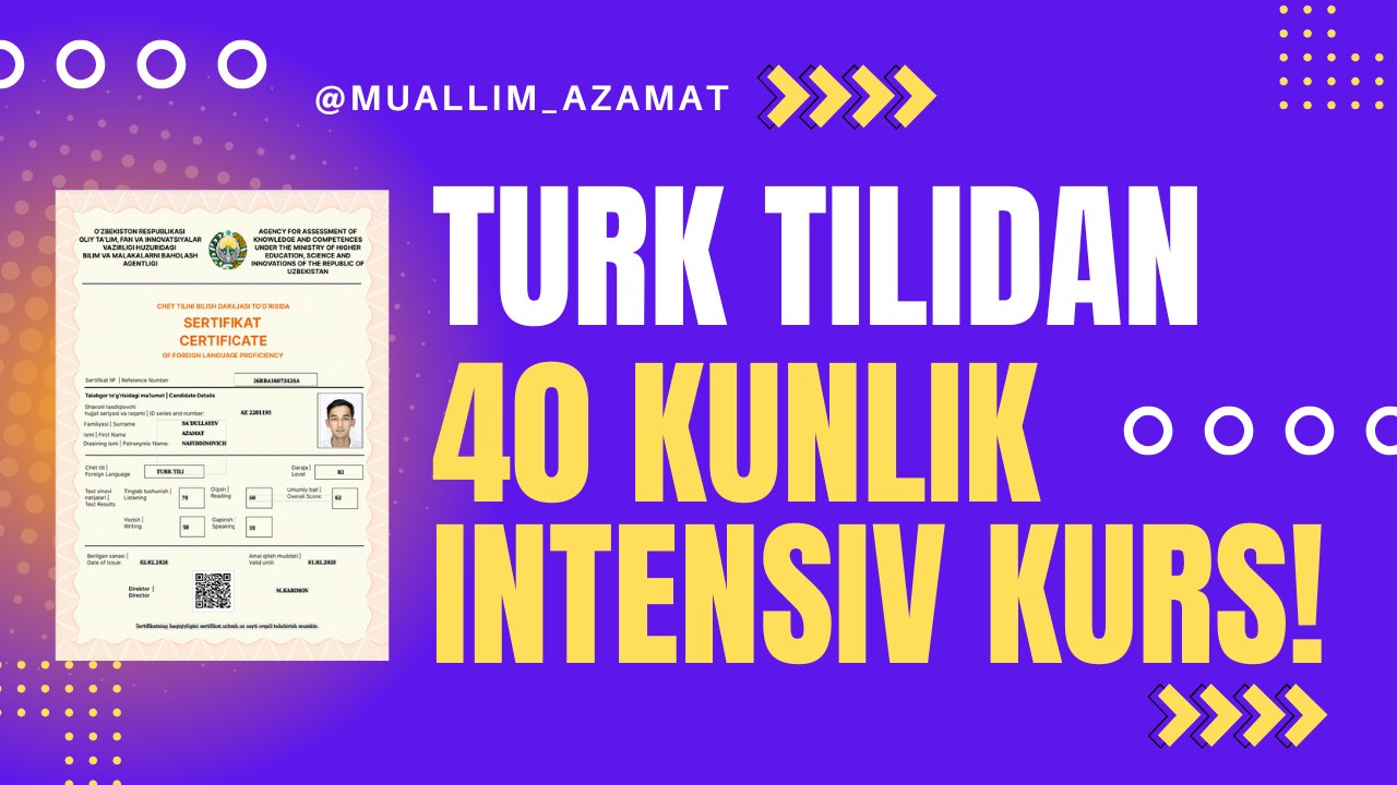 🇹🇷 Muallim Azamat | Turk Tili | 31-iyul Bepul Jonli Dars